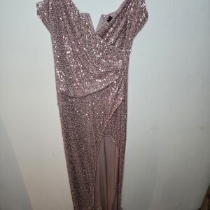 Sequin Wrap Maxi Dress in Rose Gold